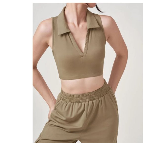 OGL Tops - IcyAir™ Collared Plunge Neck Crop